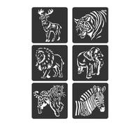 Lot de 6 pochoirs animaux sur le thème des zoos - Modèles d'art pour scrapbooking, peinture de sanctification - Série d'animaux creux