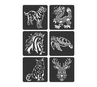 Lot de 6 pochoirs de la série Animal pour peinture sur le thème des zoos, scrapbooking, journal, dessin, série animalière, journal de peinture