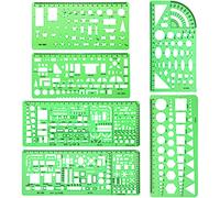Lot de 6 pochoirs de mesure géométriques en plastique pour bureau et école, vert clair