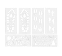 Lot de 6 pochoirs de Noël classiques en PET 30,5 x 14 cm Grand modèle de dessin Fournitures de décoration de Noël