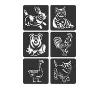 Lot de 6 pochoirs de peinture à thème zoos pour écoles, artisanat, thèmes d'art, scrapbooking, livre de coloriage, peinture