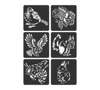 Lot de 6 pochoirs de peinture à thème zoos pour l'école, l'artisanat, le dessin, le dessin, le journal de pochoirs, la série animale, la peinture