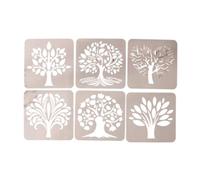 Lot de 6 pochoirs en forme de feuille de dessin animé - Pochoirs à dessin creux - Arbre de peinture pour projet artistique - Dessin de feuilles de dessin animé - Pochoir de journal - Peinture d'arbre
