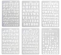 Lot de 6 pochoirs en plastique avec lettres de l'alphabet - Pochoirs de calligraphie réutilisables pour Carte de Vœux, Déco Murale et Activités Scolaires | Alphabet Complet