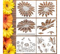 Lot de 6 pochoirs muraux réutilisables extra larges pour peinture, grands motifs, parfaits pour les loisirs créatifs et les projets de bricolage