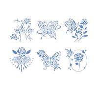 Lot de 6 pochoirs papillon creux pour peinture, journal, forêts, jardin, scrapbooking, dessin papillon, journal, fleurs