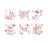Lot de 6 pochoirs papillon pour dessin, peinture florale pour projet artistique, peinture ajourée, fleurs, papillon journal