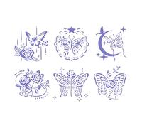 Lot de 6 pochoirs papillon pour dessin, peinture florale pour projet artistique, peinture ajourée, fleurs, papillon journal