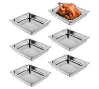 Lot de 6 poêles à vapeur en acier inoxydable de 6,3 cm de profondeur pour hôtel, restaurant, buffet, fournitures de fête