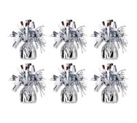 Lot de 6 poids pour ballons en aluminium - Supports de ballons robustes pour sécuriser les ballons lors de fêtes, mariages, anniversaires de mariage, douches (argent)