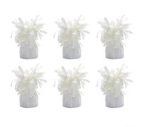 Lot de 6 poids pour ballons en aluminium - Supports de ballons robustes pour sécuriser les ballons lors de fêtes, mariages, anniversaires de mariage, douches (blanc)