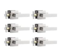 Lot de 6 poign es de porte int rieures sans cl carr es Probrico, finition nickel bross