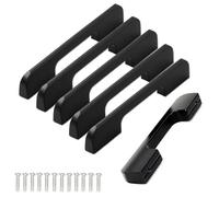 Lot de 6 poignées d'armoire en alliage d'aluminium noir 96/128/160/224/320/480 mm d'écart entre les trous, idéales pour les armoires de cuisine et les tiroirs d'armoire, design durable à bords des