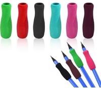 Lot de 6 poignées de crayon en mousse souple pour adultes, support de pinceau ergonomique ouvert pour droitier, gaucher, pour écrire, dessiner, colorier