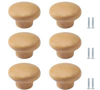 Lot de 6 poignées de tiroir en Bois, Boutons Ronds, poignées de tiroir pour Chambre d'enfant, Commode, armoires de Cuisine (hêtre 45 mm), Trou Unique