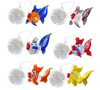 Lot de 6 poissons flottants en verre coloré pour décoration d'aquarium