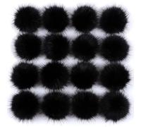 Lot de 6 pompons en fourrure synthétique de 12 à 15 cm pour le bricolage, le bricolage, les chapeaux, les sacs, les pendentifs, les décorations, noir