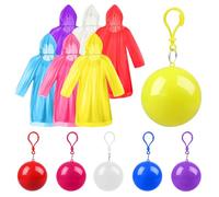 Lot de 6 ponchos de pluie jetables d'urgence, imperméables dans une boule porte-clés, vêtements de pluie pour adultes, pour camping, cyclisme en plein air, 6 couleurs., 49.6 x 33 inches