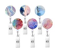 Lot de 6 porte-badges rétractables avec clip d'extension décoratif pour infirmières, enseignants, étudiants, bénévoles, couleur aléatoire