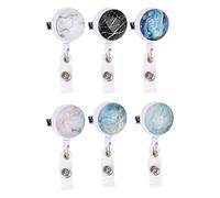 Lot de 6 porte-badges rétractables avec clip pour badges nominatifs, pour employés de bureau, médecins, infirmières
