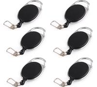 lot de 6 porte-clés avec corde de 60 cm - Porte-clés extensible - 6,5 x 3,5 cm - Mousqueton pour pantalon - Porte-clés yoyo - Clip rétractable Porte-cartes - Chaîne de clés