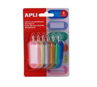 Lot de 6 porte-clés avec étiquette Apli assortiment de couleur
