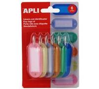 Lot de 6 porte-clés avec étiquette Apli assortiment de couleur G