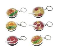 Lot de 6 porte-clés créatifs pour sac de cuisine avec pendentif en forme de nourriture artificielle