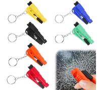 Lot de 6 porte-clés de sécurité de voiture : coupe-ceinture de sécurité 2 en 1 et brise-vitre, marteau de sécurité de voiture, coupe-ceinture, marteau d'urgence avec coupe-ceinture Outil d'évasion