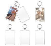 Lot de 6 porte-clés en acrylique - Mini transparent - Cadre photo - Personnalisé - Personnalisé - Porte-clés photo pour cadeaux de remise de diplôme personnalisés - 7 x 4,4 cm