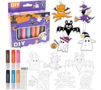 Lot de 6 porte-clés en cristal pour enfants - Pour Halloween - DIY - Pendentif en cristal - Bricolage d'Halloween - Pour enfants - Couleurs de cristal - Pour enfants - Peinture d'anniversaire d'enfant
