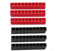 Lot de 6 porte-embouts de tournevis avec supports en plastique à 10 trous pour forets hexagonaux de 10 cm, organiseur de rangement durable noir et rouge pour atelier, garage ou