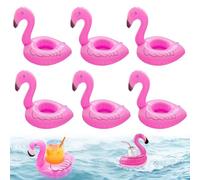 Lot de 6 porte-gobelets gonflables flottants, jolis dessous de verre flottants en forme de flamant rose, durables/robustes, peut contenir des tasses/canettes/bouteilles d'eau, pour la piscine, les