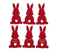 Lot de 6 porte-monnaie en forme de lapin de Pâques, porte-monnaie en feutre pour billets de banque et décoration de fête de Pâques en rouge pour la maison et les vacances