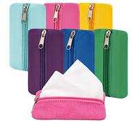 Lot de 6 Porte-mouchoirs de Poche pour Sac à Main, Pochette de Voyage réutilisable, Pochette en Tissu avec Fermeture éclair pour pièces de Monnaie, Cartes de mouchoirs, 13 x 7,9 cm