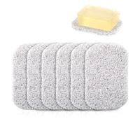 Lot de 6 porte-savon en luffa - Pour savon solide - En PVC bio - Coussin en luffa naturel - Pour porte-savon - Accessoire de douche, salle de bain, cuisine