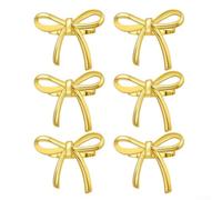 Lot de 6 porte-serviettes avec nœud en métal et papillon pour dîner, événements, mariages