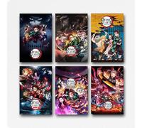 Lot de 6 posters Demon Slayer Vintage Classique Anime Couverture de Film pour chambre, Art mural esthétique en toile, Décoration de chambre à coucher, 20 x 30 cm