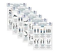 Lot de 6 posters d'entraînement avec haltères courts - Routine d'entraînement complète avec plan de mise en œuvre - des exercices de yoga et d'haltères - Pour dortoir d'étudiant, bureau