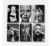 Lot de 6 posters Kate Moss en noir et blanc - Art mural tendance