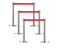 Lot de 6 poteaux de guidage pour contrôle de foule, barrières de sécurité avec base lestée en caoutchouc, poteaux de file d'attente de 90 cm (35,43 po), poteaux stables(Silver,2.8m)