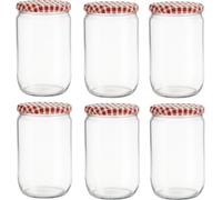 lot de 6 pots à confiture 720 ml | 8,5 × 8,5 × 15 cm | verre avec couvercle métallique à visser - hermétique & réutilisable