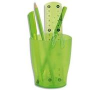 Lot de 6 Pots à crayons ECO vert translucide - Dimensions : L8 x H9,5 x P6 cm G