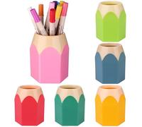 Lot de 6 pots à crayons en plastique en forme de pot à crayons pour enseignant Pot à crayons Pot à crayons coloré Pot à crayons créatif pour étudiants, bureau, école