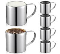 Lot de 6 pots à lait en acier inoxydable - 90 ml - Petit pot à lait - Pichet à expresso de 3 oz - Pot à mousse de lait pour faire mousser le lait - Pour cappuccino latte art