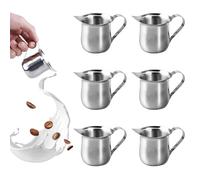 Lot de 6 pots à lait en acier inoxydable de 3 oz - Petit pot à lait à expresso - Pichet à mousse portable - Pour lait, expresso, cappuccino