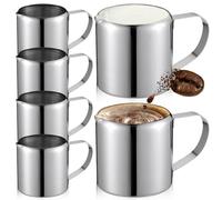 Lot de 6 pots à lait en acier inoxydable de 90 ml - Petit pot à expresso - Pour mousseur à lait, machine à café, cappuccino macchiato