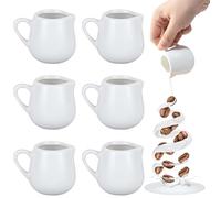 Lot de 6 pots à lait en porcelaine - 50 ml - Petit pot à lait en céramique avec poignée - Verseurs à expresso - Mini pots à crème pour cappuccino, latte art, lait, sauces