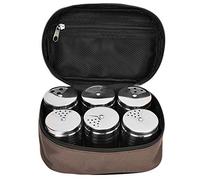 Lot de 6 pots d'assaisonnement en acier inoxydable, salière, sucrier, salière avec sac de rangement, ensemble de boîtes d'assaisonnement pour camping en plein air, voyage,