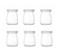 Lot de 6 pots de 100 ml pour pudding et yaourt avec couvercle, mini bouteilles en verre avec couvercles